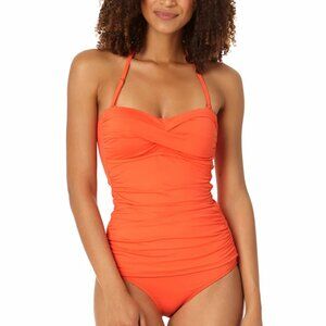 NWT Anne Cole Twist-Front Ruched One-Piece Swimsuit Women's Swimsuit Size 12